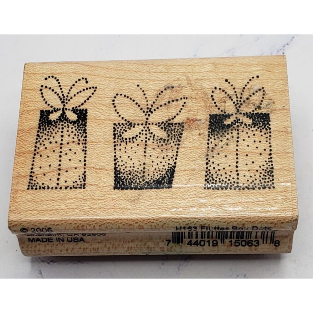 Stampendous Lots of Dots Gift Packages Presents Wood Mounted Rubber Stamp